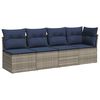 vidaXL Sof&aacute; de jard&iacute;n con coj&iacute;n Gris 227 x 62 x 69 cm rat&aacute;n sint&eacute;tico