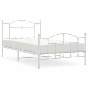 vidaXL Estructura cama sin colch&oacute;n con estribo metal blanco 100x200 cm