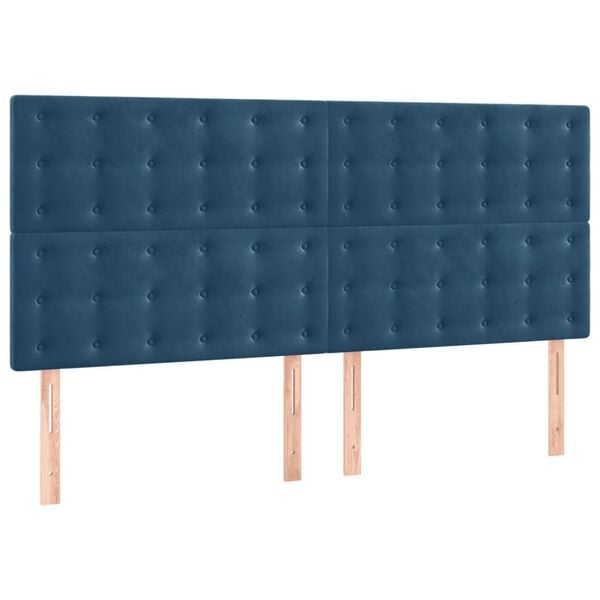 vidaXL Cabecero Terciopelo Azul Oscuro 200x5x118/128 cm