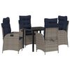 vidaXL Conjunto de Comedor de Jard&iacute;n 5 uds. Gris y Negro Rat&aacute;n