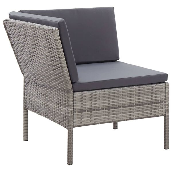 vidaXL Set de muebles de jardín 6 pzas y cojines ratán sintético gris