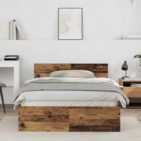 vidaXL Estructura de cama con cabecera Madera Vieja 203 x 185 x 70 cm