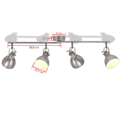 vidaXL Lámpara de techo para 4 bombillas E14 gris