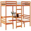 vidaXL Cama alta escritorio y asientos madera maciza marrón 75x190 cm