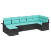vidaXL Conjunto de sof&aacute; de jard&iacute;n con coj&iacute;n 7 pcs Negro y Turquesa