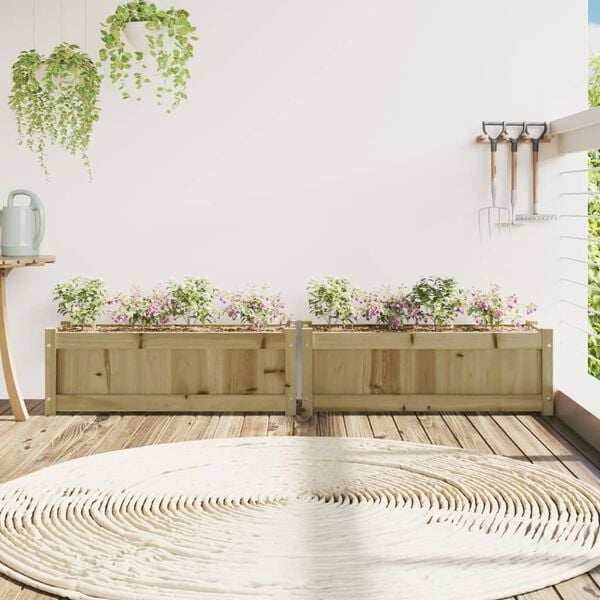 vidaXL Jardineras de exterior 2 unidades madera impregnada de pino