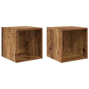 vidaXL Armario de Pared con estante 2 pcs Madera vieja 37 x 37 x 37 cm