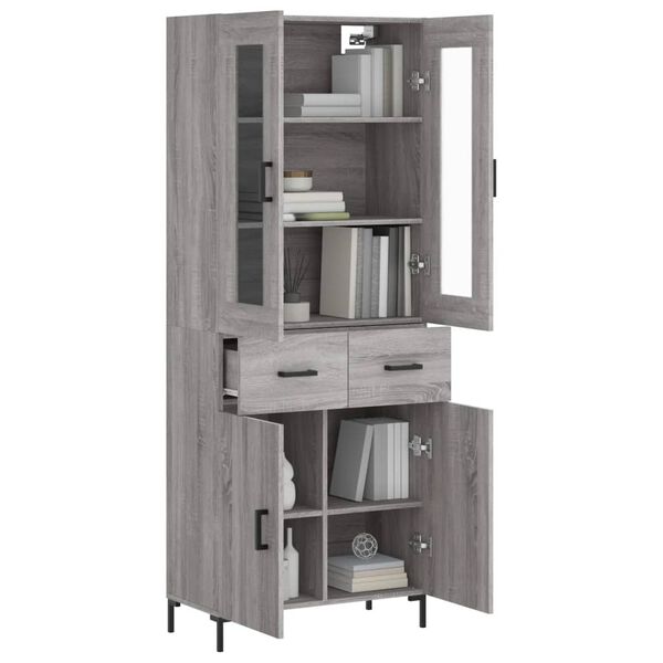 vidaXL Aparador alto madera contrachapada gris sonoma 69,5x34x180 cm