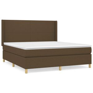 vidaXL Cama box spring con colch&oacute;n tela marr&oacute;n oscuro 180x200 cm