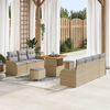vidaXL Conjunto de sof&aacute;s de jard&iacute;n 10 pcs Beige rat&aacute;n sint&eacute;tico