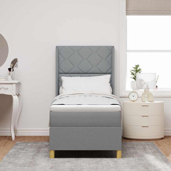 vidaXL Cama tipo Box Spring con colch&oacute;n Gris Claro 80 x 200 cm tela