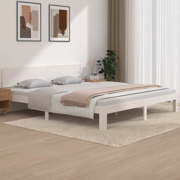 vidaXL Estructura de cama doble sin colch&oacute;n blanco 180x200 cm