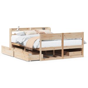 vidaXL Estructura de cama sin colch&oacute;n madera maciza de pino 140x190 cm