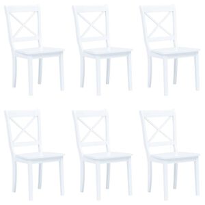vidaXL Sillas de comedor 6 unidades madera maciza de caucho blanco