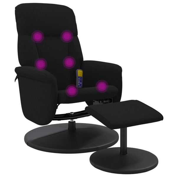 vidaXL Sill&oacute;n reclinable de masaje con reposapi&eacute;s terciopelo negro