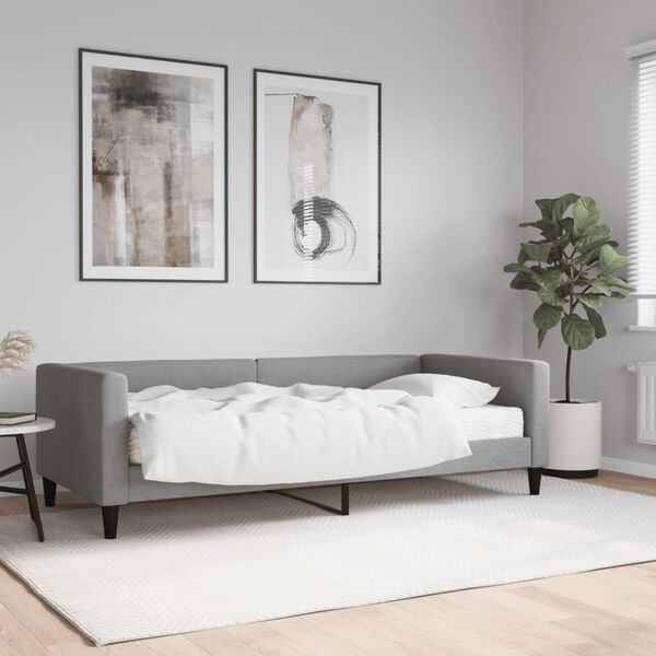 vidaXL Sofá cama con colchón tela gris claro 90x190 cm