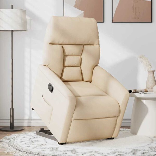 vidaXL Sill&oacute;n reclinable elevable tela de microfibra beige