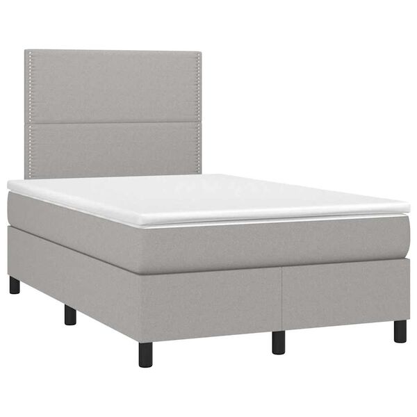vidaXL Cama box spring con colch&oacute;n y LED tela gris claro 120x190 cm