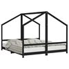 vidaXL Estructura de cama para ni&ntilde;os madera pino negro 2x(90x200) cm