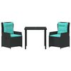 vidaXL Conjunto de Comedor de Jard&iacute;n 3 pcs Negro Polirat&aacute;n