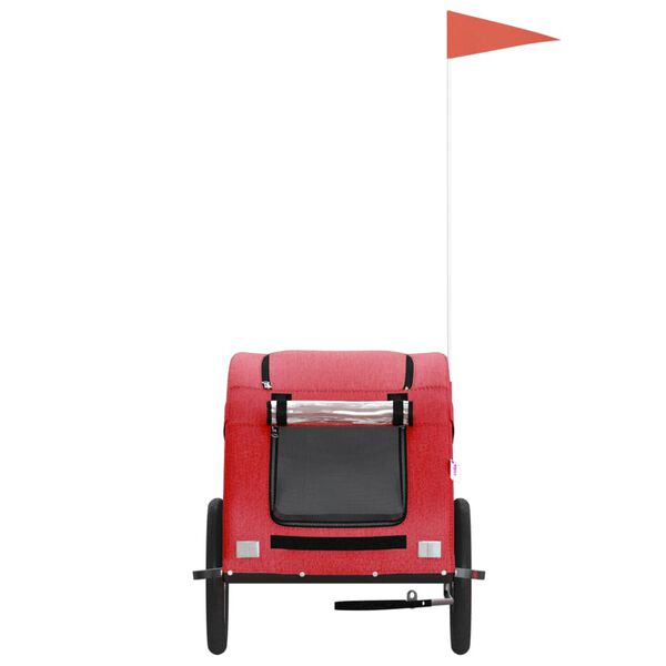 vidaXL Remolque de bicicleta mascotas hierro tela Oxford rojo