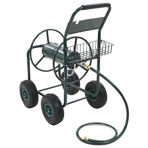 vidaXL Carrito de manguera para jardín conector de 1/2" acero 75 m
