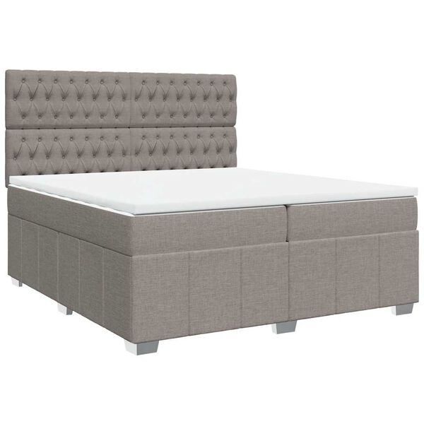 vidaXL Cama box spring con colch&oacute;n tela gris taupe 200x200 cm