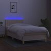 vidaXL Cama box spring con colch&oacute;n y LED tela crema 90x190 cm