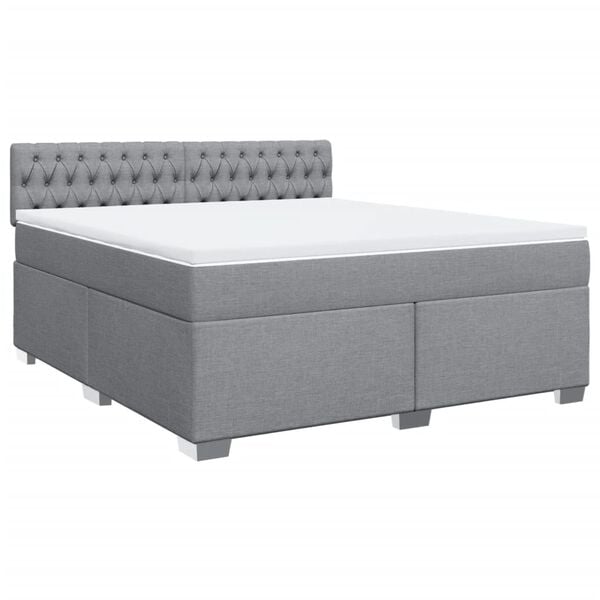 vidaXL Cama box spring con colch&oacute;n tela gris claro 180x200 cm