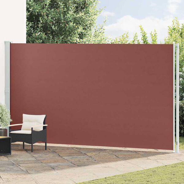 vidaXL Toldo lateral retr&aacute;ctil para patio marr&oacute;n 220x600 cm
