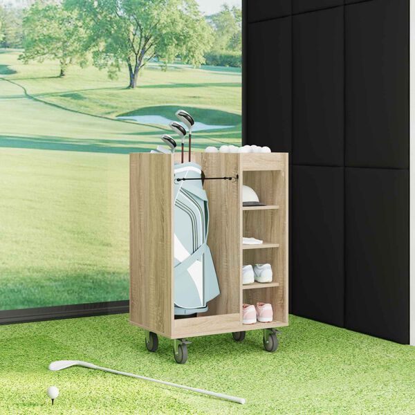 vidaXL Armario de Golf con rueda Liso Roble Sonoma 65 x 45 x 98 cm