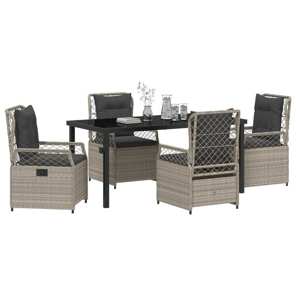 vidaXL Conjunto de Comedor de Jard&iacute;n 5 pcs Gris Claro rat&aacute;n sint&eacute;tico