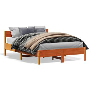 vidaXL Estructura de cama sin colch&oacute;n madera maciza marr&oacute;n 120x190 cm