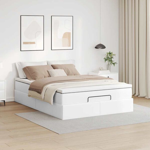 vidaXL Estructura cama otomana colch&oacute;n cuero sint&eacute;tico blanco