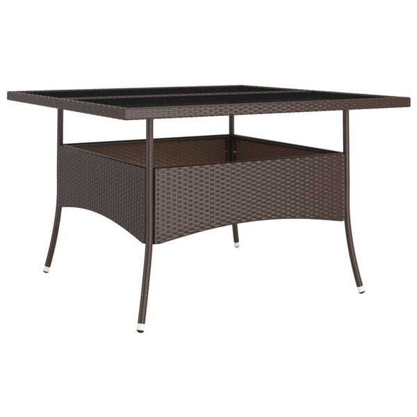 vidaXL Juego de comedor de jard&iacute;n 9 piezas rat&aacute;n sint&eacute;tico marr&oacute;n