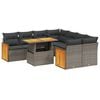 vidaXL Set de muebles de jard&iacute;n 9 pzas y cojines rat&aacute;n sint&eacute;tico gris