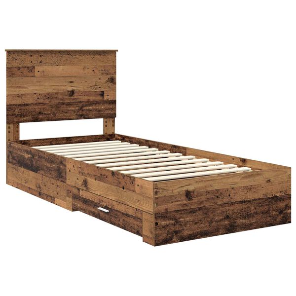 vidaXL Estructura de cama con cabecera Madera vieja 90 x 190 cm