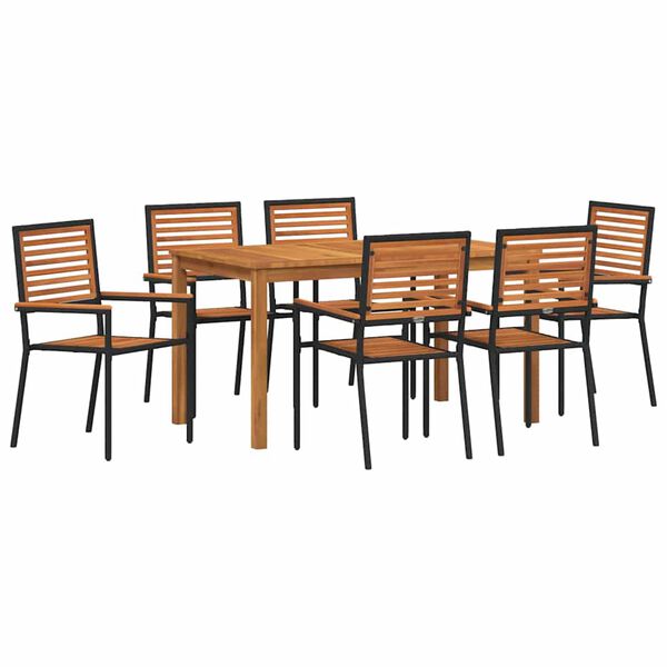 vidaXL Conjunto de Comedor de Jard&iacute;n 7 pcs Negro