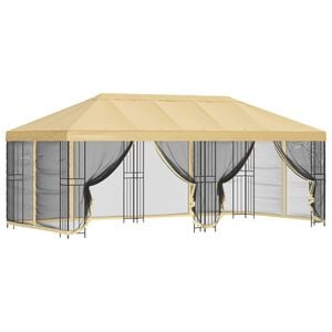 vidaXL Gazebo con paredes laterales 6 x 3 m Crema Poli&eacute;ster y Acero