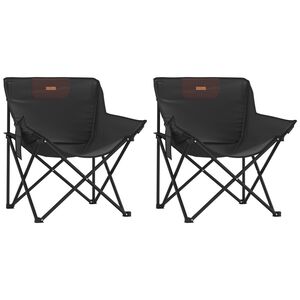 vidaXL Sillas de camping con bolsillo plegables 2 unidades negro