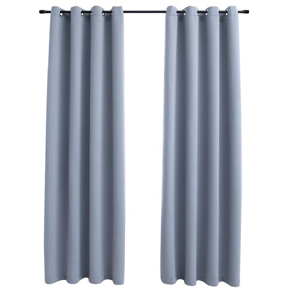 vidaXL Cortinas opacas con anillas de metal 2 piezas gris 140x245 cm