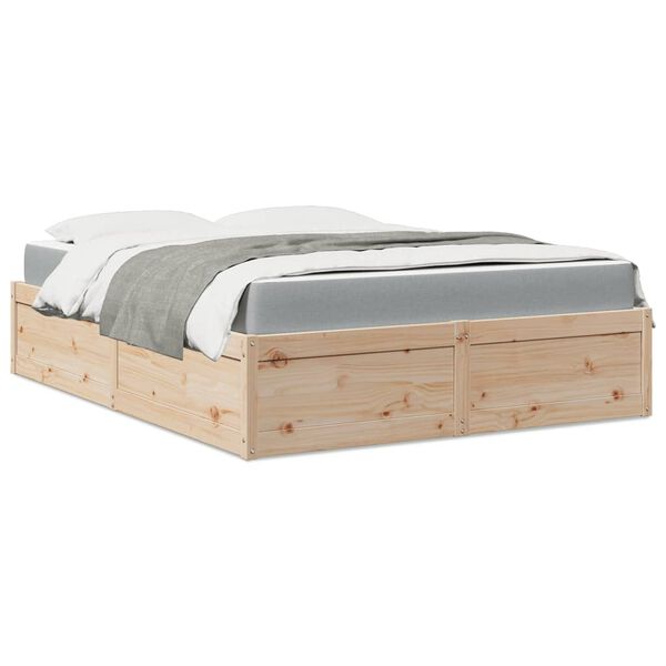 vidaXL Cama con colch&oacute;n madera maciza de pino 160x200 cm