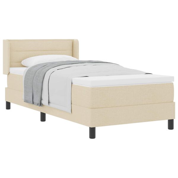 vidaXL Cama tipo Box Spring con colch&oacute;n Crema 200 x 90 cm tela