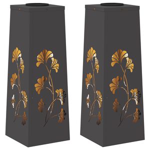 vidaXL Luz de camino LED solar 2 pcs Negro Acero laminado en fr&iacute;o