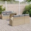 vidaXL Conjunto de sof&aacute; de jard&iacute;n con coj&iacute;n 7 pcs Beige Polirat&aacute;n