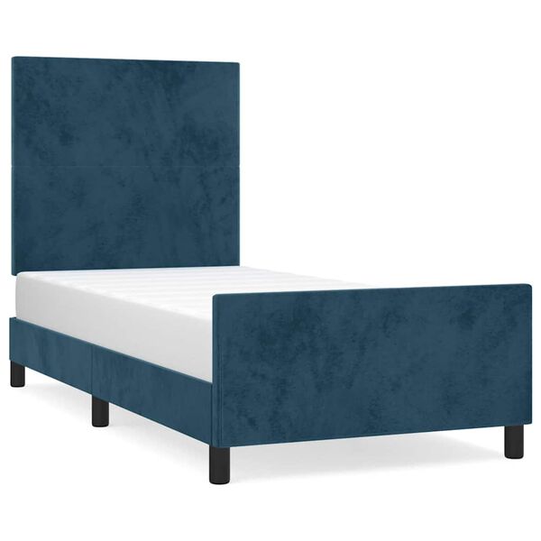 vidaXL Estructura de cama sin colch&oacute;n terciopelo azul oscuro 90x190 cm