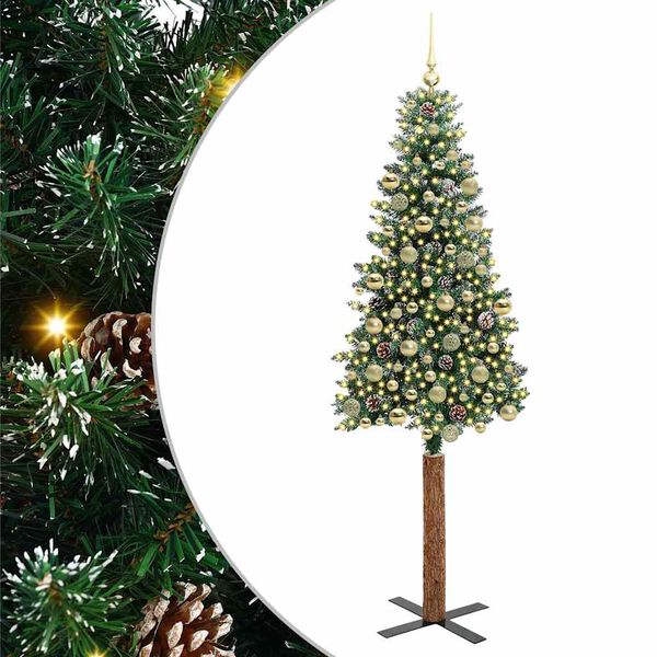 vidaXL &Aacute;rbol de Navidad Delgado con 300 LED con soporte Verde 210 cm