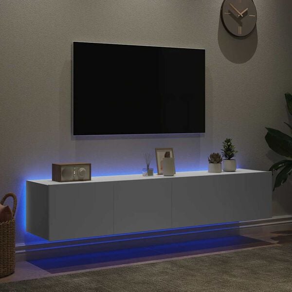 vidaXL Muebles de TV de pared con luces LED 2 uds blanco 80x35x31 cm