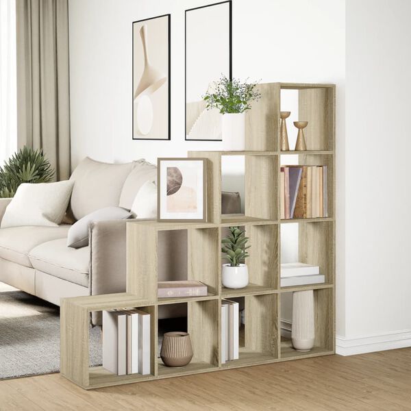vidaXL Librer&iacute;a divisora 4 niveles madera Sonoma 131,5x29x131,5 cm