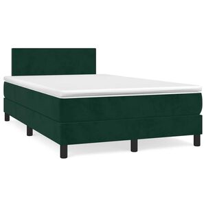 vidaXL Cama box spring con colch&oacute;n terciopelo verde oscuro 120x200 cm